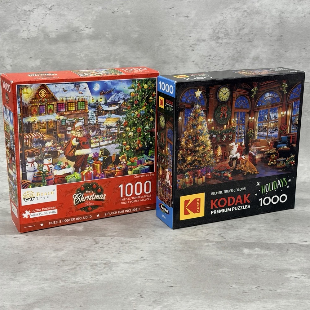 Kodak Premium Holiday Puzzle 1000 Pieces | Bonus Poster | Complete Lot Of 2
